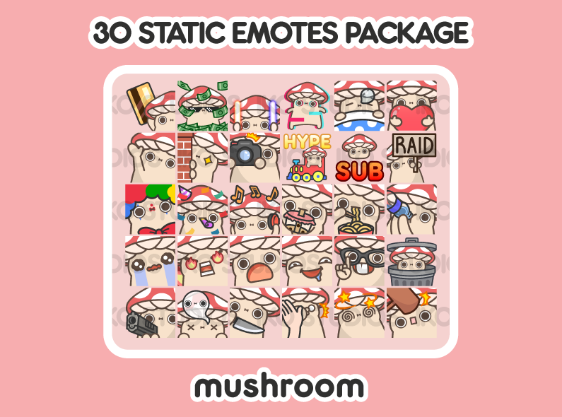 Mushroom Mega Static Emote Bundle