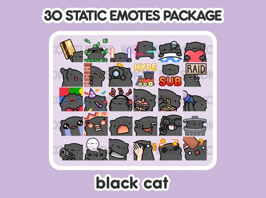 Black Cat Mega Static Emote Bundle
