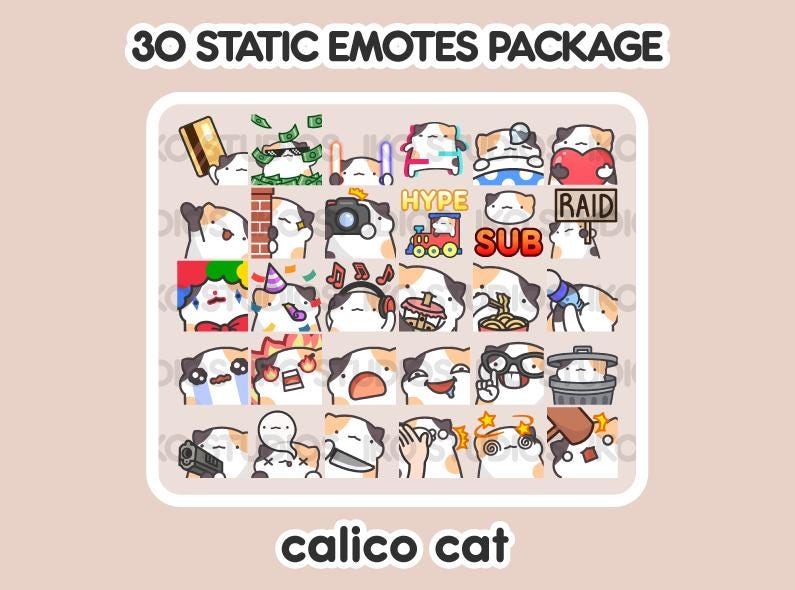 Calico Cat Mega Static Emote Bundle