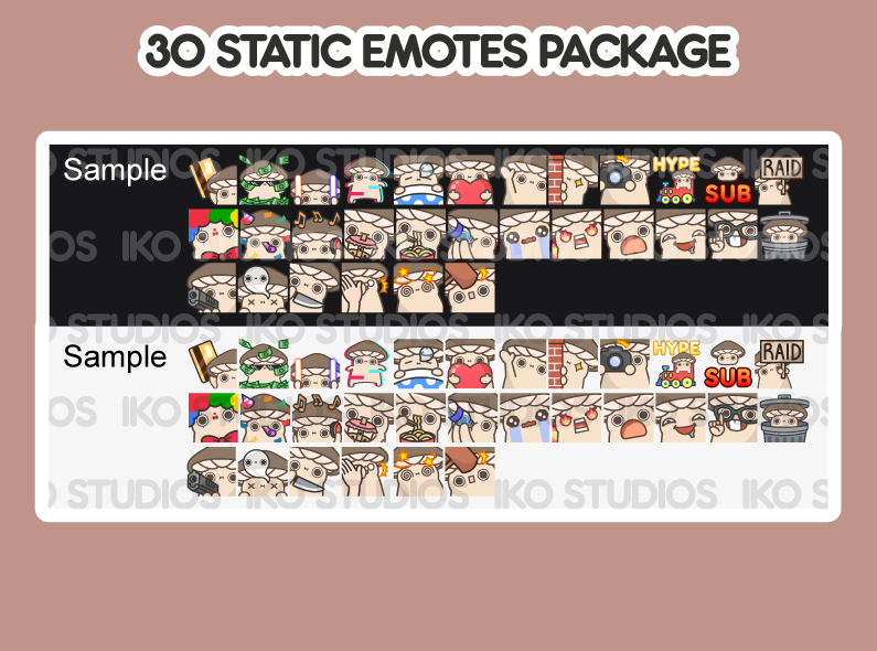 Brown Mushroom Mega Static Emote Bundle