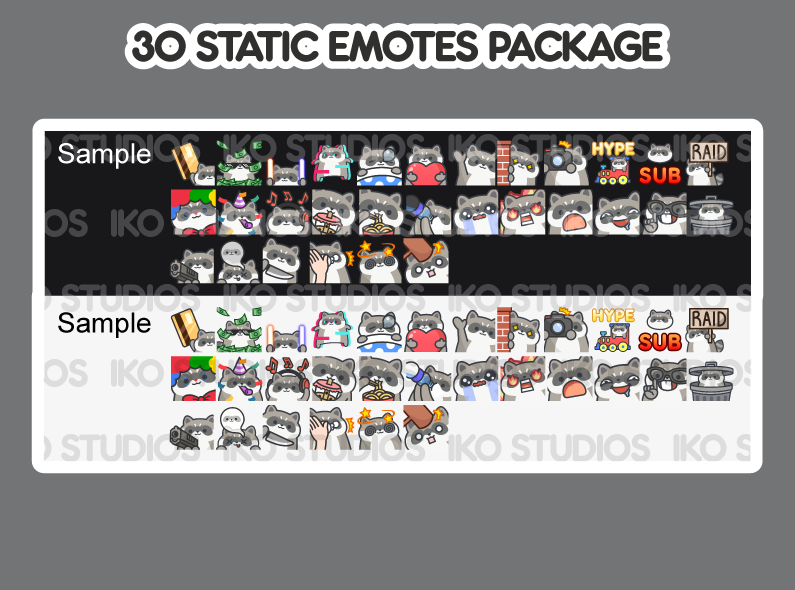 Raccoon Mega Static Emote Bundle